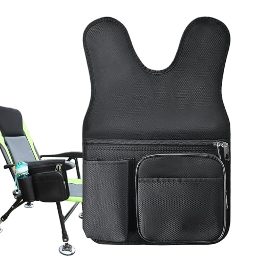 Ghjkldha Strandkorb-Seiten-Organizer-Tasche, wasserdichte Armlehnentasche für Angeln und Camping, verschleißfestes Design, schwarze Stuhl-Seitenaufbewahrung für einfachen Zugriff auf Ausrüstung und von Ghjkldha