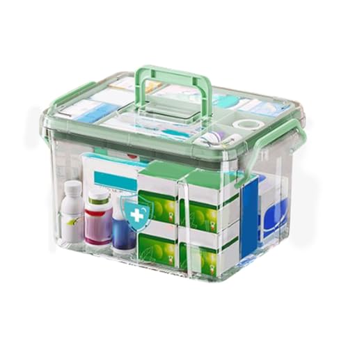 Ghjkldha Transparente Medikamenten-Aufbewahrungsbox | Abschließbarer Behälter für Medizin | Box Case | Multi-Fach-Design, kindersicheres Schloss und tragbarer Griff für organisierte von Ghjkldha