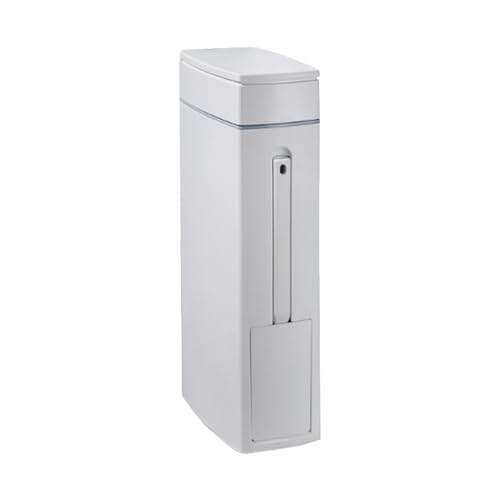 Ghjkldha Trash Can, Bathroom Bin, 4.5l Lidded Garbage Container, Compact Waste Solution, Modern Cleaning Set with Toilet Brush for Home Dorm Rv Kitchen Bedroom College, White von Ghjkldha
