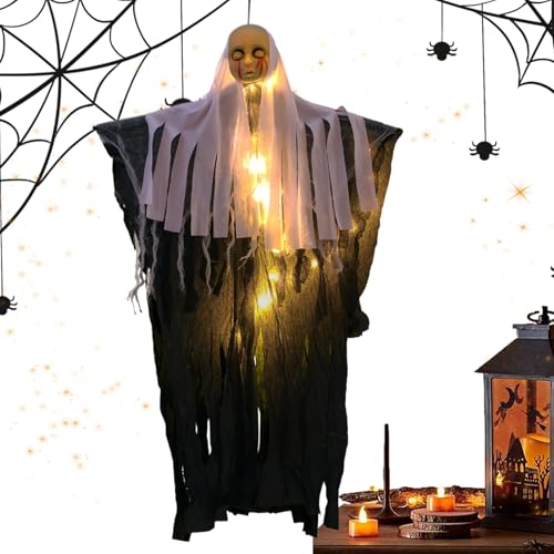 Ghost Decor, Halloween Prop, 33.46x21.26 Inches Spooky Light, 33.4 Inch LED Illumination, Hanging Fabric Design, for Indoor Door Garden Haunted House Outdoor Patio Holiday Display Ghost Decor, Halloween Prop, 33.46x21.26 Inches Spooky Light, 33.4 Inch LED Illumination, Hanging Fabric Design, for Indoor Door Garden Haunted House Outdoor Patio Holiday Display von Ghjkldha