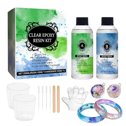 Harz Set 2X88ml, Kristallklar Epoxidharz Set Gegen Vergilbung Selbstnivellierend Hochglanz, Für Schmuck Reparatur Kunst Handwerk Harz Set 2X88ml, Kristallklar Epoxidharz Set Gegen Vergilbung Selbstnivellierend Hochglanz, Für Schmuck Reparatur Kunst Handwerk von Ghjkldha