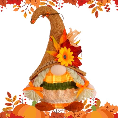 Herbst Plüsch Gnom | Thanksgiving Dekoration Plüsch Gnom Puppe Beleuchtet | Saisonale Herbst Figur Schreibtisch Deko | Für Bücherregal Garten Tisch Regale Kamin Terrasse Und Für Abendliche von Ghjkldha