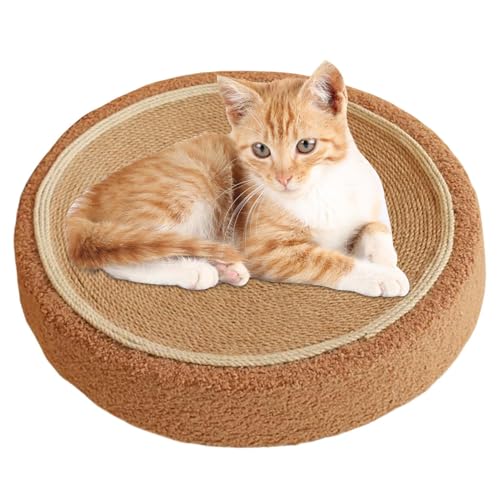 Katzenkratzmatte Rund Sisal Kratzmatte für Kätzchen Kratzspielzeug Katzenmatte Relaxing Bowl Pad Lounge Bett Möbel Protector von Ghjkldha
