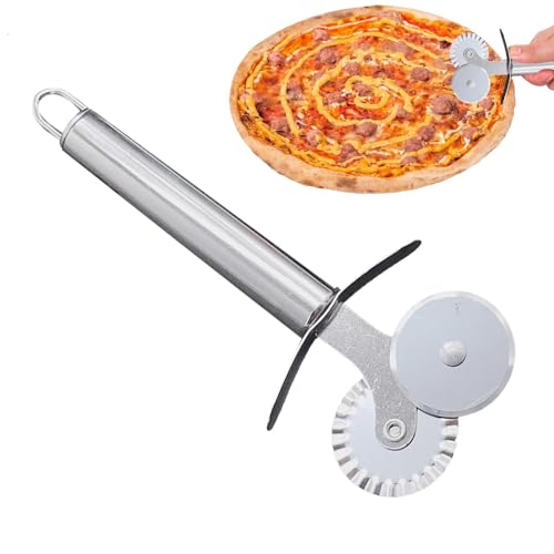 Pizza Cutter, Long-Handled Pizza Slicer Server, Pizza Slicer Wheel and Spatula Set, Dual Head Wheel Pastry Roller, Pies Pizza and More, Kitchen Baking Tools for Professional Chefs Home Cooks von Ghjkldha