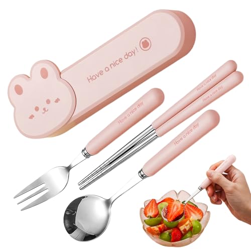 Reisebesteck Mit Etui - Kinderbesteck Für Brotdose | Stoßfestes Kindergeschirr Set Für Tägliche Mahlzeiten Camping Babyfütterung Picknick Schulmittag von Ghjkldha