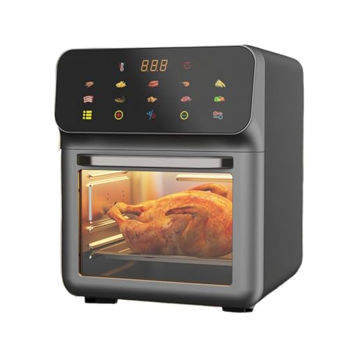 Toaster Heißluftfritteuse | Heißluftfritteuse Mit Drehspieß Für Arbeitsplatte | 15L Familien Größe 2-Etagen Dörrgerät Mit Sichtfenster | Zum Grillen Backen Braten Von Steak Huhn Pizza von Ghjkldha