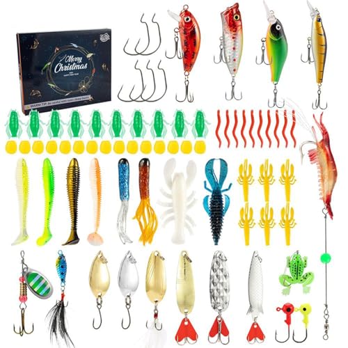 Weihnachts Angeln Advent - 24 Tage Von Weihnachten Countdown Kalender Mit Angelködern,Realistisches Köder-Set für Süß- und Salzwasser Angler Erwachsene Jugendliche Weihnachts Angeln Advent - 24 Tage Von Weihnachten Countdown Kalender Mit Angelködern,Realistisches Köder-Set für Süß- und Salzwasser Angler Erwachsene Jugendliche von Ghjkldha