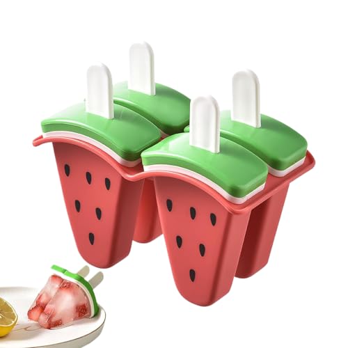am Stiel Formen, 4 Grid Wassermelonen formen, Silikonform mit Einfacher Entformung Stäbchen und Aufbewahrungsbehälter Gefriergeeignet von Ghjkldha