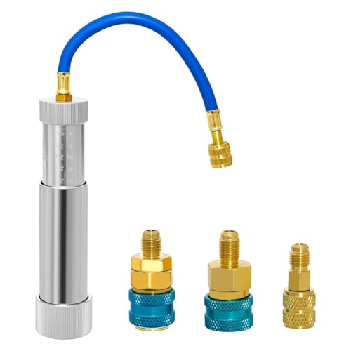 Ghnbajzls AC Ölfarbstoff-Injektor-Rückflussverhinderungs-Set, mit R134A & R1234YF Low Side Schnellkupplung, R410A Mini-Split-Adapter von Ghnbajzls