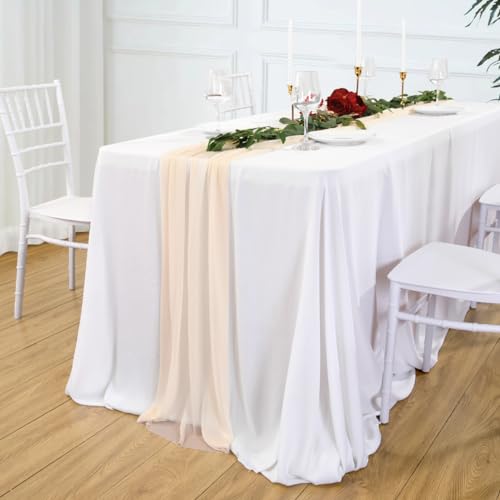 Ghope Käsetuch Tischläufer Hochzeit Musselin Stoff Tischdeko 75 x 300cm Rustikaler Boho Gaze Chiffon Tischläufer Table Runner Läufer Tisch Drinnen Urlaub Party Geburtstag Dekor von Ghope