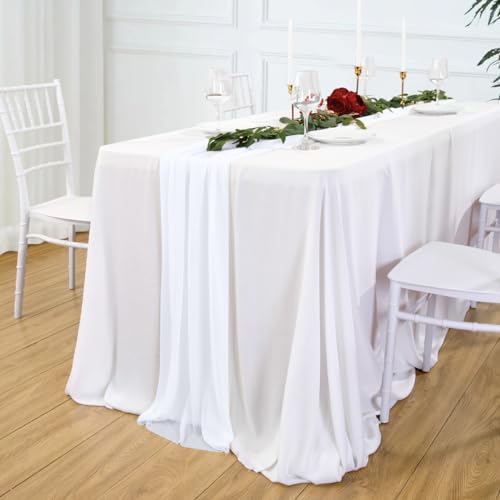 Ghope Käsetuch Tischläufer Hochzeit Musselin Stoff Tischdeko 75 x 300cm Rustikaler Boho Gaze Chiffon Tischläufer Table Runner Läufer Tisch Drinnen Urlaub Party Geburtstag Dekor von Ghope