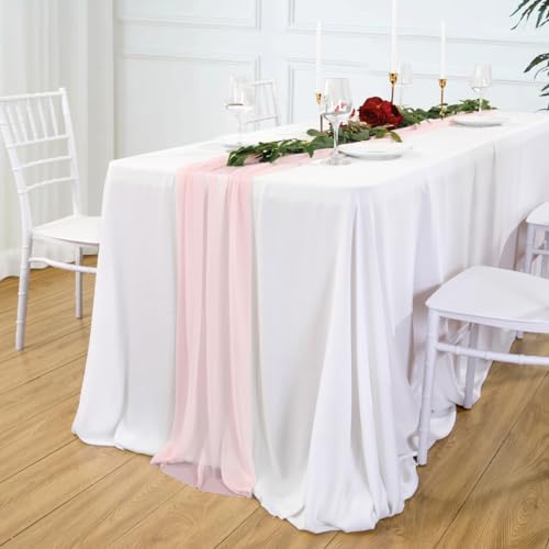 Ghope Käsetuch Tischläufer Hochzeit Musselin Stoff Tischdeko 75 x 300cm Rustikaler Boho Gaze Chiffon Tischläufer Table Runner Läufer Tisch Drinnen Urlaub Party Geburtstag Dekor von Ghope