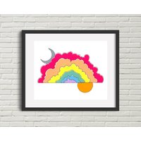 Regenbogen Flauschige Wolken Kunstdruck | Wandkunst von GhostRabbitDesigns