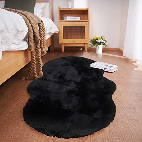 Ghouse Home Teppich Kurzflor Teppich Flauschig Anti-Rutsch Unterseite Waschbarer Wohnzimmer Carpet Schwarz 60x120 cm von Ghouse