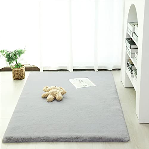 Ghouse Kurzflor Wohnzimmer Teppich Schlafzimmer Matte Moderner Home Flauschig Weich Teppiche für Kinderzimmer Anti-Rutsch Unterseite Waschbarer Teppich 150x240cm Grau von Ghouse