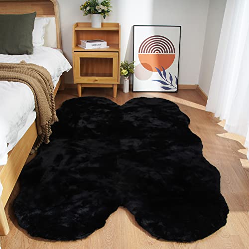 Ghouse Tepiche für Wohnzimmer Schlafzimmer Küche Kinderzimmer Moderner Kurzflor Flur Teppich Schwarz 120x180 cm Waschbar rutschfest Carpet von Ghouse