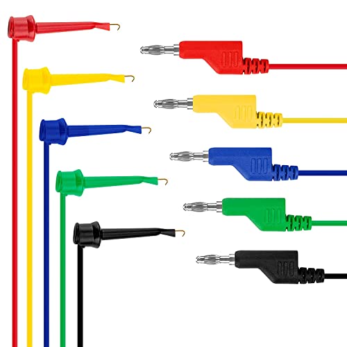 Ghulumn 5 STÜCKE PrüFhaken Draht Stapelbar Bananen Stecker zu Mini Multimeter Messleitung Sets Flexible Draht Leitungen 500 V / 5 V 39 von Ghulumn