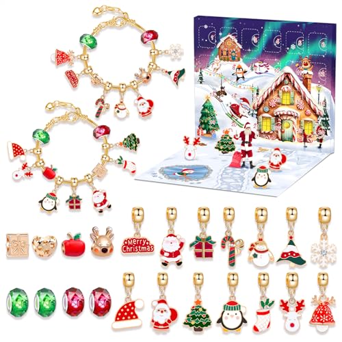 2025 Weihnachts-Adventskalender-Armbänder für Frauen und Mädchen, 24 Tage Urlaubs-Countdown-Kalender, DIY-Schmuckherstellungs-Set mit 2 verstellbaren Armbändern, Weihnachtsgeschenke von Ghzste