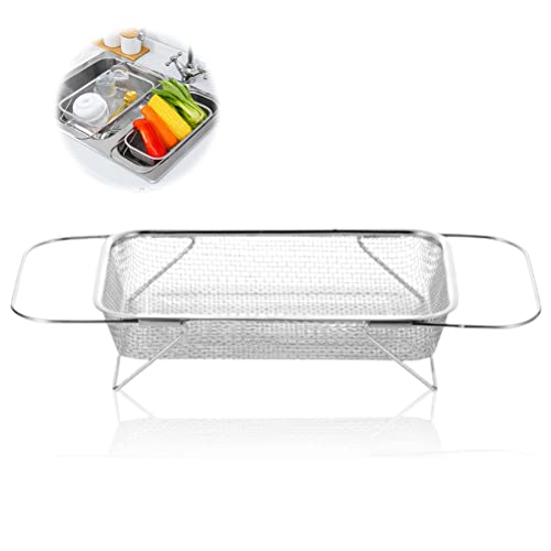 Abflusssieb die Spüle, Edelstahl, erweiterbares Siebkorb, Sieb mit feinem Netz, Küchenspüle, Abfluss, Spülen, Obst, Gemüse von Ghzste