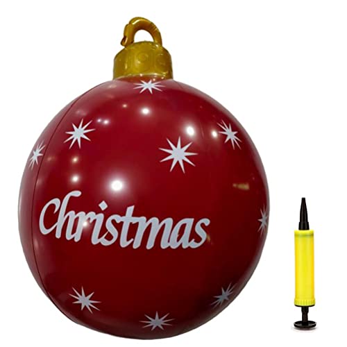 Aufblasbare Weihnachtskugel-Dekoration, 61 cm, PVC, für den Außenbereich, Weihnachtsbälle, riesiger, aufblasbarer dekorierter Ball für den Außenbereich, Urlaub, Hof, Dekoration von Ghzste