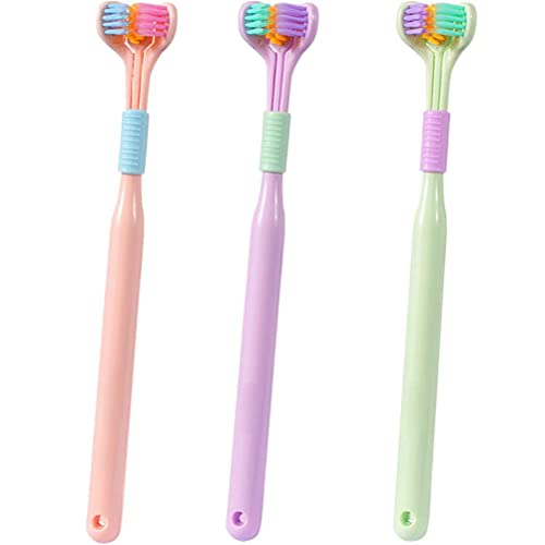 Ghzste 3 Stück Dreikopfzahnbürste, Zahnbürste mit Weichen Borsten Zahnbürste Borsten Reise Zahnbürste für Erwachsene V-förmige Zahnbürste von Ghzste