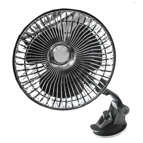 Ghzste 6 -Zoll -Autoluftleiterlüfter mit Saugnapfbecher, Leistungsstarker Automatischer 360 ° -rotierbarer Kühlventilator für Fahrzeug, Vollständige Abdeckung Luftzirkulation (12V) von Ghzste