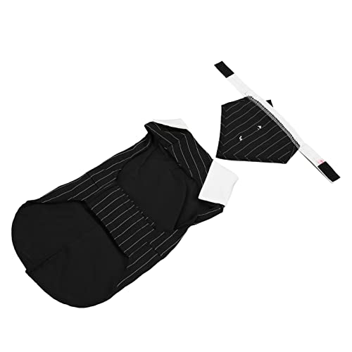 Ghzste Classic Tuxedo -Stil Formelles Hundkostüm, Stilvoller Hochzeitsanzug mit Weißem Vertikalem Streifen und Fliegeknüsen, für Kleine Mittelgroße Hunde, das Kratzerjuckreiz Verhindern (L) von Ghzste
