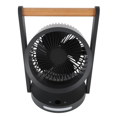 Ghzste Desktop -Lüfter, 5 Geschwindigkeiten Ruhiger Tragbarer Tischventilator mit Nachtleuchten, Wiederaufladbarer Batterie, Campingreisen für Heimbüro -Camping (Dunkelgrau) von Ghzste