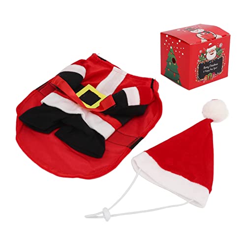 Ghzste Hundekatze Weihnachtskostüm mit Geschenkbox Lustige Haustier Cosplay Kleidung Weihnachtsmann Hut Kostüm Welpe Xmas Party Kostüm (S) von Ghzste