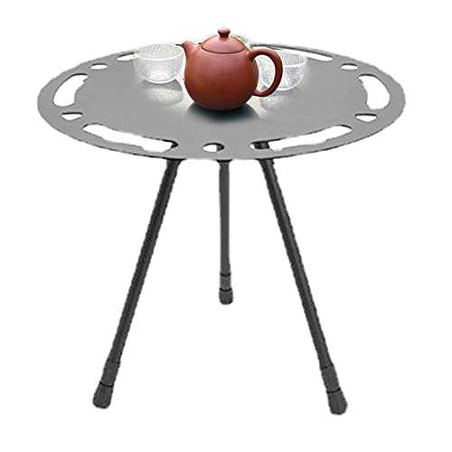Ghzste Kleine Runde Tisch, Faltbare Tragbare Aluminiumlegierung, Einstellbare Höhe, Camping -Picknickparty mit Skala, Dreieckiges Beindesign von Ghzste
