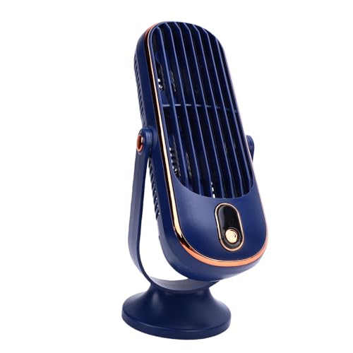 Ghzste Kleiner Turmventilator für den Schreibtisch, 5 Geschwindigkeiten, Bürstenloser Motor, Tragbarer Schreibtischventilator mit LED-Anzeige, 1000 MAh, USB, Leiser S (Blau) von Ghzste