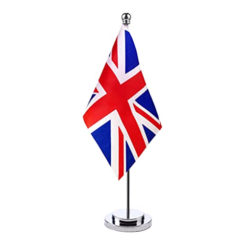 Ghzste UK-Flagge, Polyester, britische Tischflagge, kleine Mini-Tischflagge mit Standfu?, f?r Zuhause, B?ro, Festival, Veranstaltungen, Feiern von Ghzste