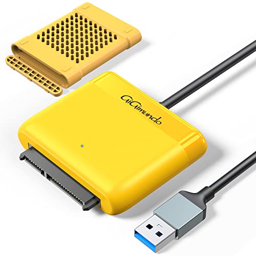 GiGimundo USB 3.0 zu SATA Konverter Adapter 5Gbps mit 2.5' Festplatte Schutzhülle Silikon GELB für 2.5 Zoll SATA HDD/SSD, Unterstützt UASP für PC Laptop, Kompatibel mit 2.5 SATA Brenner (GM1-3AB) von GiGimundo