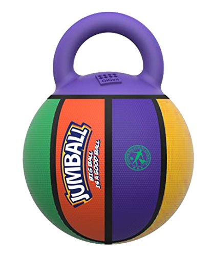 GiGwi Jumball Gummi Basketball Hundespielzeug mit Griff Hohe Sichtbarkeit Wurf Apportieren Spielzeug Hund Ball - Mehrfarbig von GiGwi
