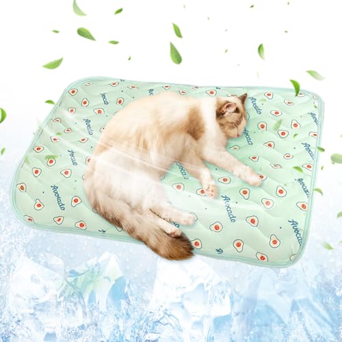 2025 Neue Hundekühlmatte, Vielseitige Kühlmatte Katze Waschbare Kühlpad Hund rutschfeste Hunde Kühlauflage für Zuhause Katzen Kühlmatte für Sommer (Grün, XS-40x30cm) von GiHie