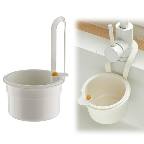 2025 Selbstreinigende Küche Spüle Lebensmittelabfallfänger Wasserhahn Hängend, Neue Spüle Sieb, Langlebig Müllsieb für Arbeitsplatte, Abnehmbare Küche Korb für Den Heimgebrauch (Weiß) von GiHie