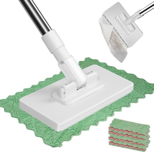 Einweg Staubmopp mit 4 wiederverwendbaren Tüchern Abnehmbare Pressklemme Wischtücher Flash Speed Mop Ideal für Zuhause Büro Beste für Schnelle und Bequeme Reinigung (EIN Mopp-Clip + 4 Lappen) von GiHie