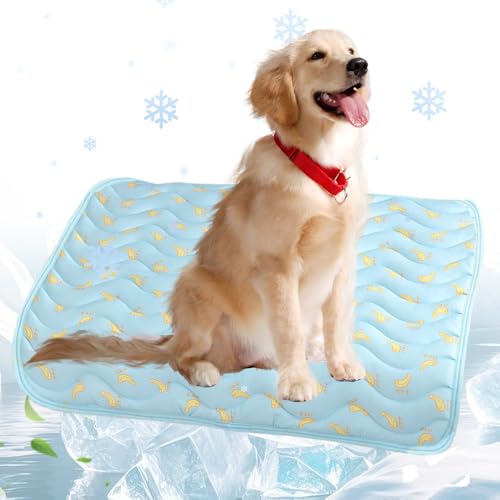 GiHie 2025 Neue Hundekühlmatte, Vielseitige Kühlmatte Katze Waschbare Kühlpad Hund rutschfeste Hunde Kühlauflage für Zuhause Katzen Kühlmatte für Sommer (Blau, XL-100x70cm) von GiHie
