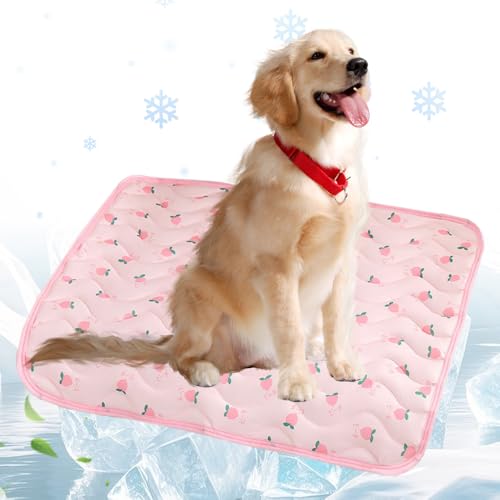 GiHie 2025 Neue Hundekühlmatte, Vielseitige Kühlmatte Katze Waschbare Kühlpad Hund rutschfeste Hunde Kühlauflage für Zuhause Katzen Kühlmatte für Sommer (Rosa, L-70x55cm) von GiHie