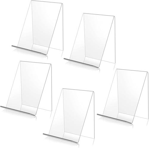 Lrocotanc 5 Stück Transparente Acryl Buchständer - Tischständer Schräg - Buchaufsteller - Tablet Halter Buchstützen - Staffelei Aufsteller - Für die Anzeige von Fotos/Büchern/Handys von Giaeyhm