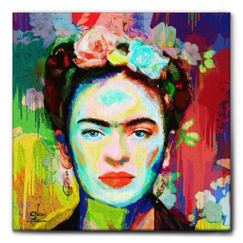 Giallobus - Gemälde - Frida - Leinwand mit Standardrahmen - 70x70 - Bereit zum Aufhängen - Moderne Gemälde für zu Hause von Giallobus