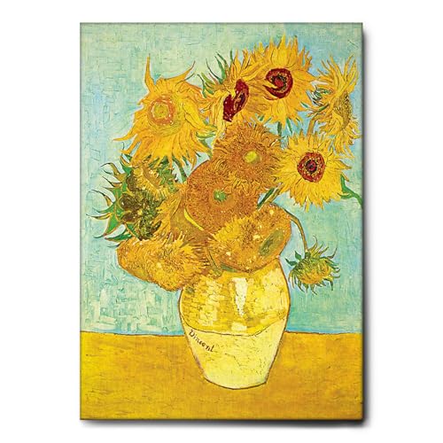 Giallobus - Gemälde - Vincent Van Gogh - Sonnenblumen - Leinwand mit Standardrahmen - 70x100 - Bereit zum Aufhängen - Moderne Gemälde für zu Hause von Giallobus