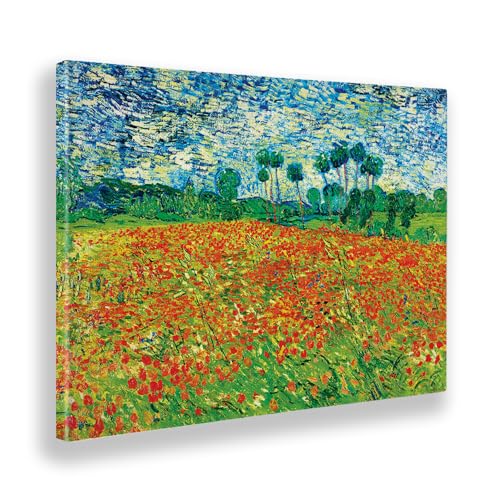 Giallobus - Gemälde - Vincent Van Gogh - Poppy Field (Mohnfeld) - Leinwand - 100x70 - Bereit zum Aufhängen - Moderne Gemälde für zu Hause von Giallobus