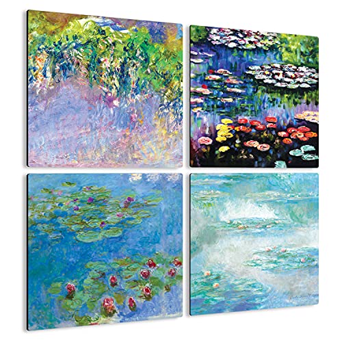 Giallobus - 4 Quadrate mit Mehreren Feldern - Claude Monet - Monets schönste Werke - Sammlung 2 - MDF-Holz - 29,7x29,7 - x 4 Stück von Giallobus