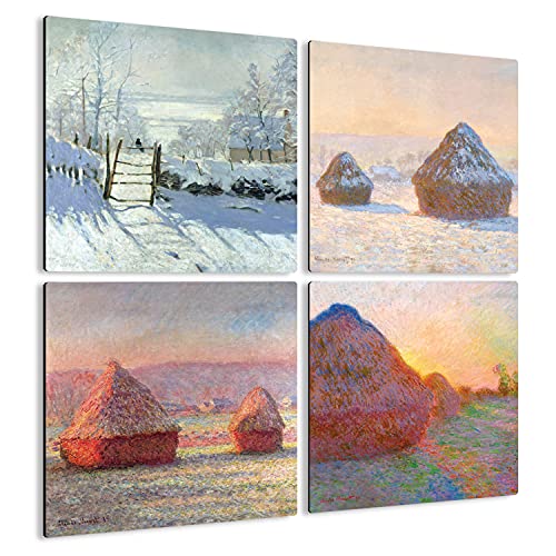 Giallobus - 4 Quadrate mit Mehreren Feldern - Claude Monet - Monets schönste Werke - Sammlung 5 - MDF-Holz - 29,7x29,7 - x 4 Stück von Giallobus