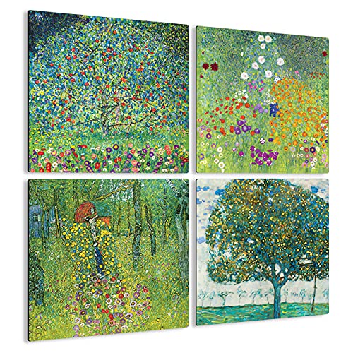 Giallobus - 4 Quadrate mit Mehreren Feldern - Gustav Klimt - Klimts schönste Werke - Sammlung 2 - MDF-Holz - 29,7x29,7 - x 4 Stück von Giallobus