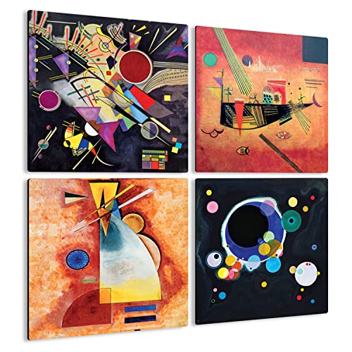 Giallobus - 4 Quadrate mit Mehreren Feldern - Vassily Kandinsky - Kandinskys schönste Werke - Sammlung 2 - MDF-Holz - 29,7x29,7 - x 4 Stück von Giallobus