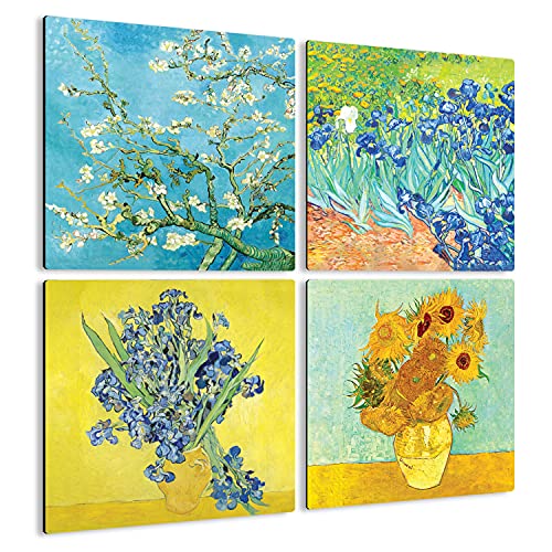 Giallobus - 4 Quadrate mit mehreren Feldern - Vincent Van Gogh - Van Goghs schönste Werke - Sammlung 3 - MDF-Holz - 29,7x29,7 - x 4 Stück von Giallobus
