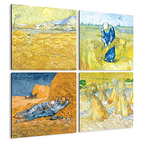 Giallobus - 4 Quadrate mit Mehreren Feldern - Vincent Van Gogh - Van Goghs schönste Werke - Sammlung 5 - MDF-Holz - 29,7x29,7 - x 4 Stück von Giallobus