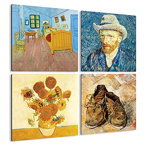 Giallobus - 4 Quadrate mit mehreren Feldern - Vincent Van Gogh - Van Goghs schönste Werke - Sammlung 6 - MDF-Holz - 29,7x29,7 - x 4 Stück von Giallobus